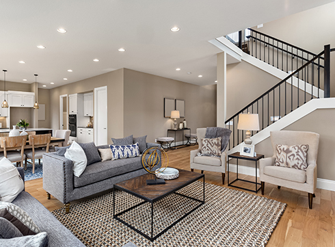 First floor living area of modern home