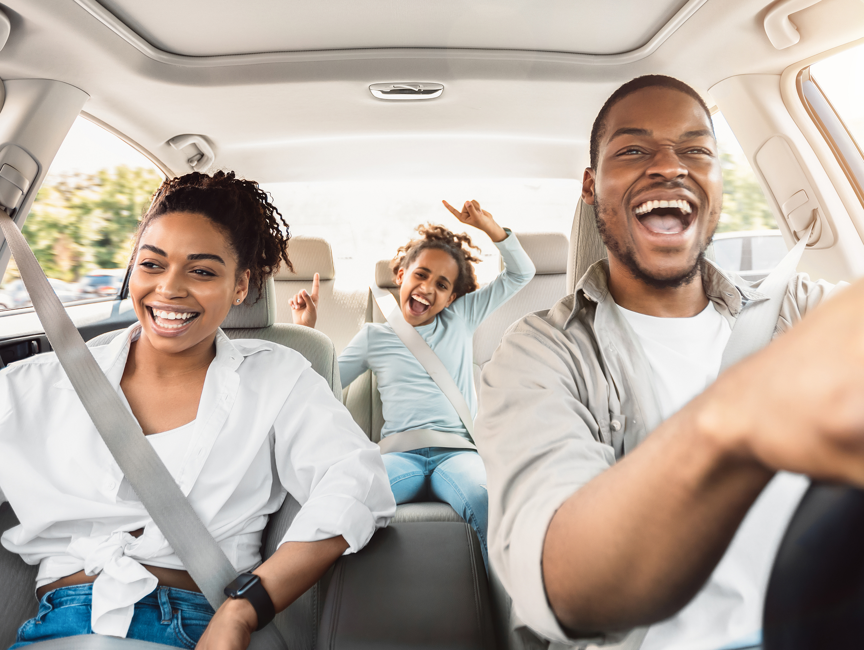 African-American family in car