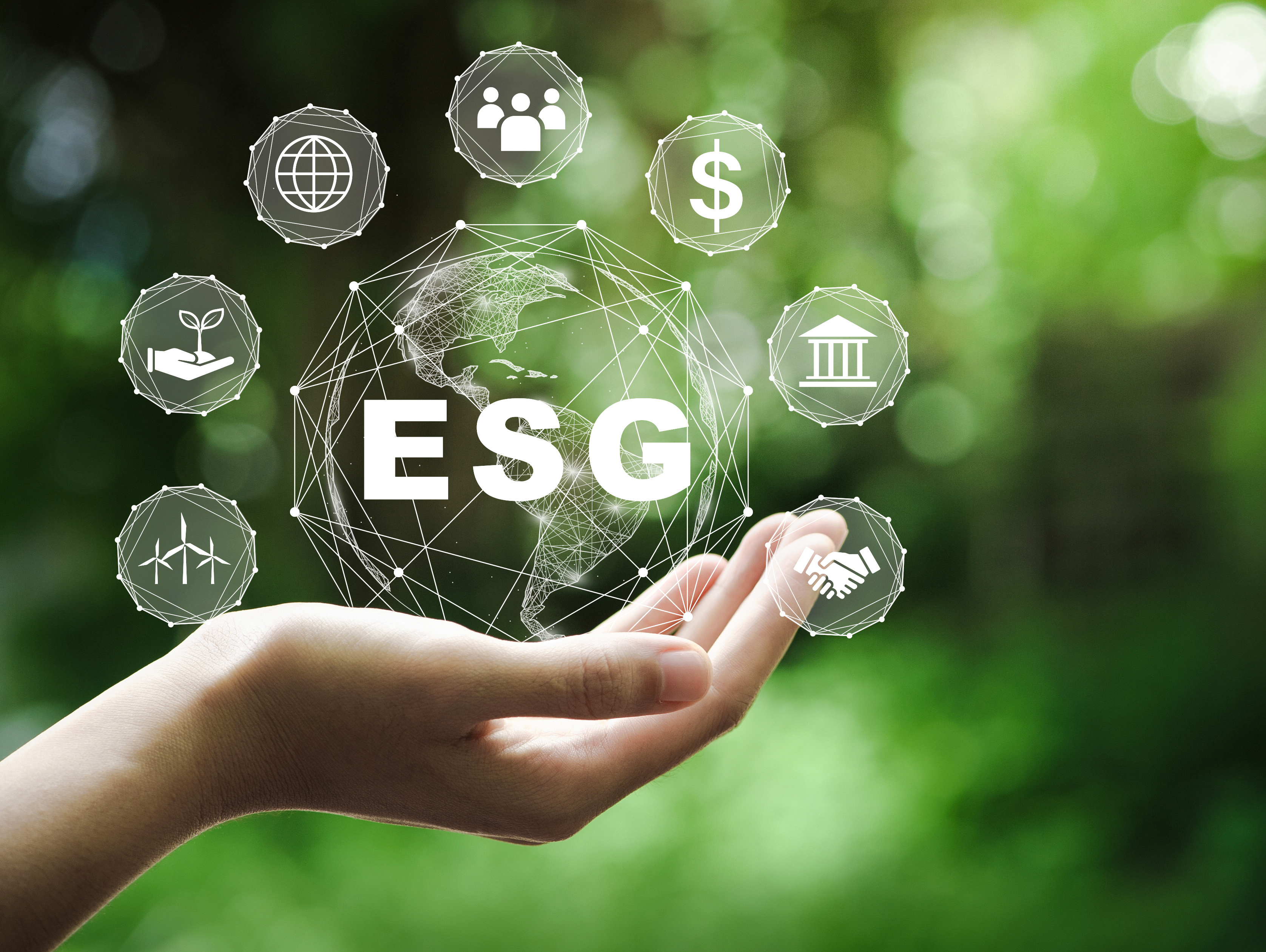 Hand holding ESG graphic